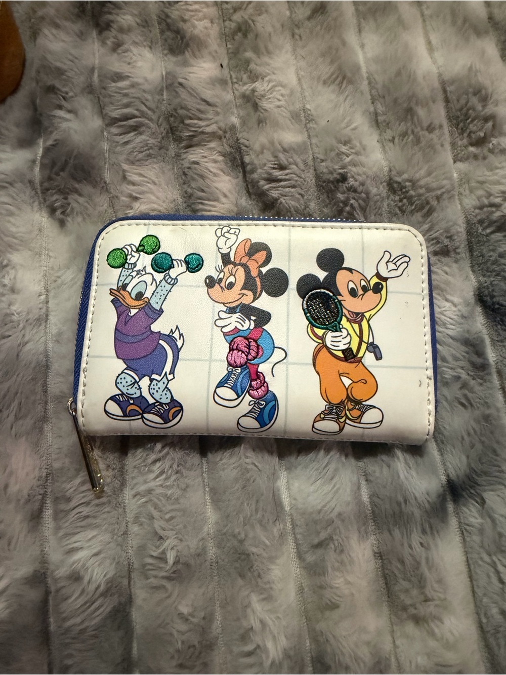 Loungefly White Zip Wallet with Colorful Disney Sports Characters